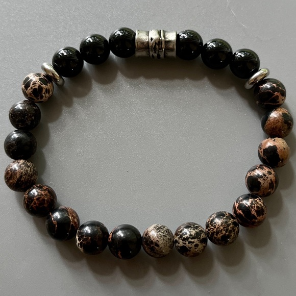 Black Sea Sediment and Black Obsidian Handcrafted Bead Bracelet - Picture 5 of 6